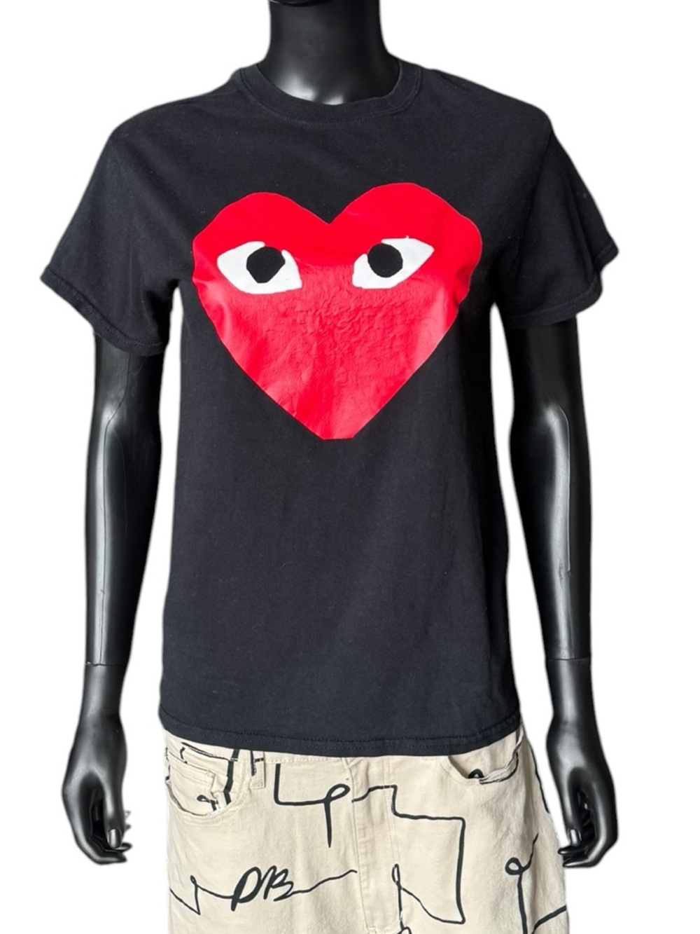 Comme De Garcons Play Large Heart Graphic Short Sleeve T-Shirt